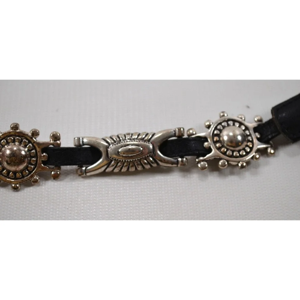 Black Western Concho Fashion Belt Braided Leather Womens Size XL 35